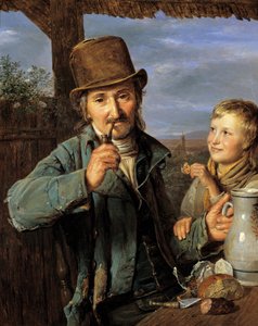 Taglöhner mit seinem Sohn