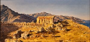 Die Ruinen des griechischen Theaters von Taormina, Richtung Straße von Messina von Ferdinand Georg Waldmuller