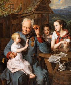Ein alter Invalid mit Kindern