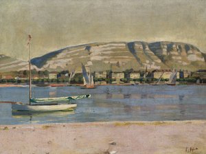 Genfer Hafen und der Saleve