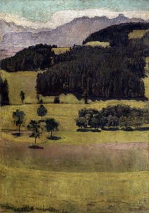 Landschaft, Eichen am Stockhorn von Ferdinand Hodler