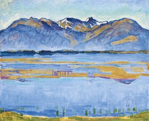 Landschaft in Montana mit Becs de Bosson und Vallon de Réchy von Ferdinand Hodler