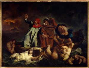 Dante und Virgil oder das Boot von Dante (Illustration für Gesang VIII der Göttlichen Komödie) von Ferdinand Victor Eugene Delacroix