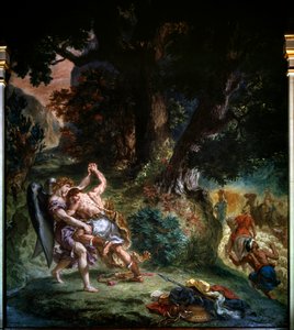 Kampf zwischen Jakob und dem Engel (Detail) 1860: Gemälde von Eugène Delacroix (1798-1863) Kirche Saint Sulpice Paris