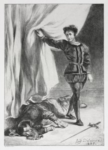 Hamlet: Hamlet und die Leiche von Polonius, 1835 von Ferdinand Victor Eugene Delacroix