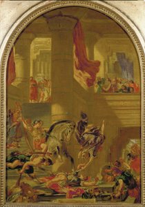 Heliodoros aus dem Tempel vertrieben, nachdem er versucht hatte, den Tempelschatz zu beschlagnahmen