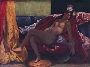Die Frau mit dem Papagei von Ferdinand Victor Eugene Delacroix