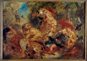 Löwenjagd. Skizze von Ferdinand Victor Eugene Delacroix