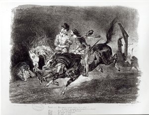 Mephistopheles und Faust reiten in der Nacht, Illustration für Faust von Goethe, 1828