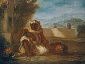 Orangenverkäufer in Marokko von Ferdinand Victor Eugene Delacroix