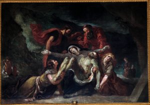Pietà oder „Beweinung“. Gemälde von Eugène Delacroix (1798-1863) 1844 Kirche Saint-Denis du Saint-Sacrement in Paris