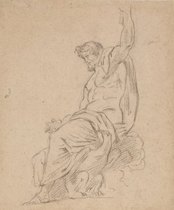 Recto: Sitzende Figur eines Mannes, möglicherweise Jupiter, auf einem Adler, der mit seiner linken Hand nach oben greift