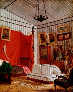Studie für Interieur mit zwei Porträts (Gemälde, ca. 1834) von Ferdinand Victor Eugene Delacroix