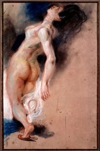 Studie einer nackten Frau, die sich zurücklehnt; Studie eines Sklaven für „Der Tod des Sardanapal“