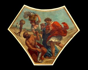 Die Drachme des Tributs gefunden von St. Peter im Gehör eines Fisches