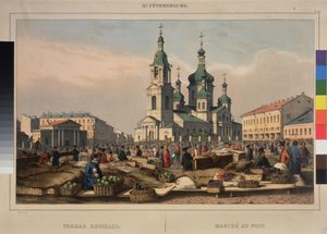 Heumarkt und die Kathedrale der Himmelfahrt der Gottesmutter in St. Petersburg