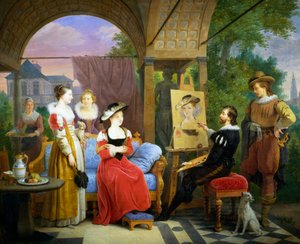 Rubens beim Malen des Strohhuts in seinem Atelier