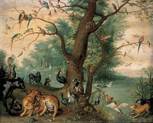 Tiere und Vögel im Garten Eden von Ferdinand van Kessel