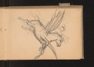 Pegasus mit Reiter im Flug; verso: zusammen mit Karte 18 Notizen zu Farbpreisen von Ferdynand Ruszczyc