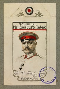 Porträt von Hindenburg auf einer Tabakpackung von Fernand Barbier