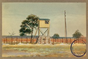 Wachturm und Stacheldraht von Fernand Barbier