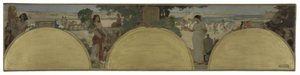 Skizze für das Pariser Rathaus: Geschichte der Schrift - die alten Zeiten, ca. 1890 von Fernand Cormon