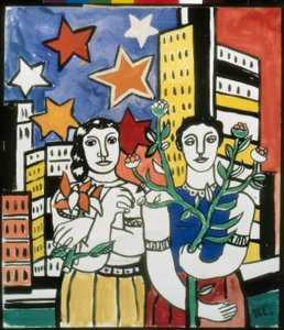 Zwei Figuren mit Blumen von Fernand Leger