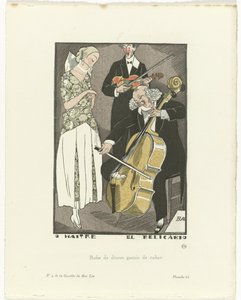 Gazette du Bon Ton, 1920 - Nr. 9, Pl. 66: O Maitre el Relicario / Abendkleid mit Band verziert