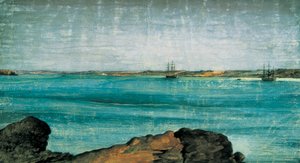 Puerto Deseado, Detail. Stadt und Fischereihafen von Patagonien, in der Provinz Santa Cruz in Argentinien. Zeichnung von Fernando Brambila (1763-1832) Madrid. Marinemuseum. von Fernando Brambila