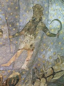 Ein Mann mit einer Sichel und einem Speer, Detail aus dem Cielo de Salamanca, um 1480-90 von Fernando Gallego