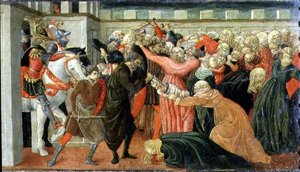 Das Massaker der Unschuldigen, Detail eines Predella-Panels, ca. 1470 von Filippino (and workshop) Lippi