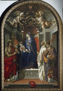 Madonna mit dem Kind, umgeben von den Heiligen Johannes dem Täufer, Viktor, Bernhard von Clairvaux und Zenobius von Filippino Lippi