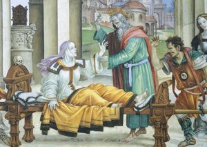St. Johannes der Evangelist erweckt Drusiana zum Leben
