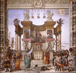 St. Philipp exorziert den Dämon aus dem Tempel des Mars, Südwand der Strozzi-Kapelle, ca. 1497-1502 von Filippino Lippi
