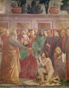 Die Auferstehung des Theophilus, des Sohnes des Königs von Antiochia, Detail von Saint Peter und Theophilus, ca. 1425-27, abgeschlossen 1484-85 (Detail) von Filippino Lippi