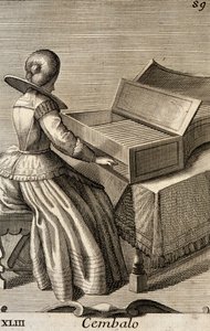 Frau spielt Cembalo