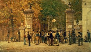 Pause während der Arbeit an der Ausstellung von 1881, gemalt 1887 von Filippo Carcano
