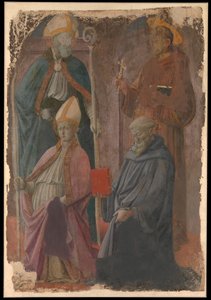 Heilige Augustinus und Franziskus, ein Bischofheiliger und Heiliger Benedikt