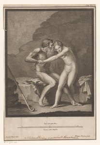 Nackter Faun belästigt einen nackten Jüngling oder eine Nymphe von Filippo Morghen