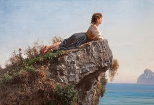 Das Mädchen auf dem Felsen in Sorrent