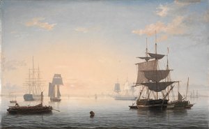 Hafen von Boston, mit der Stadt in der Ferne