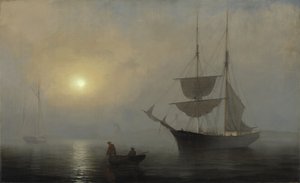 Schiff im Nebel, Gloucester Hafen von Fitz Henry Lane