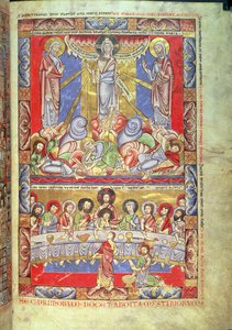 Verklärung, das letzte Abendmahl, aus der Floreffe-Bibel, ca. 1156