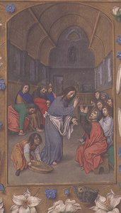 Christus wäscht die Füße der Jünger, aus den Hastings-Stunden, ca. 1475-83