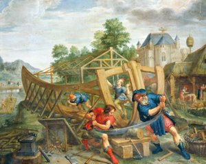 Bau der Arche von Flemish School