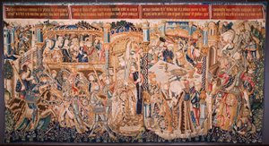 Flämischer Wandteppich. Serie Die Geschichte von Theben: Tidio und Polyneses. Ca. 1490-1500