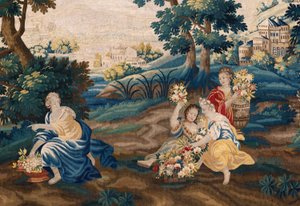 Flämischer Wandteppich. Ende 17. Jahrhundert. Eigentum der Kirche Sint-Walburgakerk Oudenaarde (Dekenij van de Sint-Walburga).