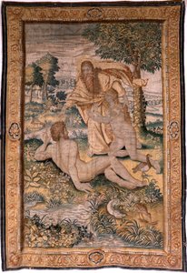 Flämischer Wandteppich. Serie Genesis oder Die Schöpfung des Menschen. Gott erschafft die Frau und stellt sie Adam vor. Modell basierend auf Michiel Coxcie. Herstellung Jan Aerst in Brüssel. Ca. 1630. Stoff Seide und Wolle. von Flemish School