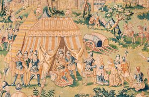 Serie Das Buch Judith. Judith vor Holofernes. Fünfter Wandteppich der Serie. Herstellung Niederlande, Brüssel(?). Zweite Hälfte des 16. Jahrhunderts.