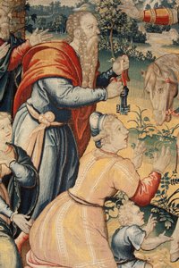 Flämischer Wandteppich. Serie Die Geschichte von Hannibal. Hannibal in Italien. Dritter Wandteppich der erhaltenen. Modelle Anonymer Meister der Niederlande. Brüsseler Herstellung, Werkstatt. Ca. 1570. Stoff Wolle und Seide. 6,5/7 Ketten pro cm. Größe von Flemish School